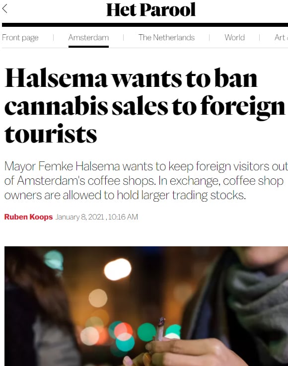 Het Parool Halsema wants to ban cannabis sales to foreign tourists