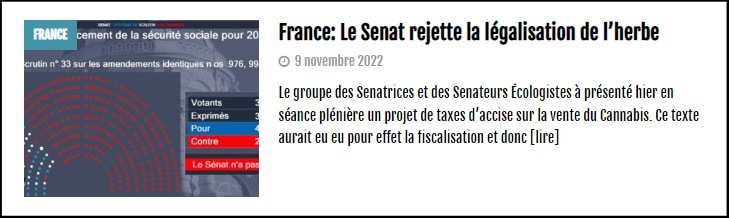 a lire sur le cannabiste.france.senat