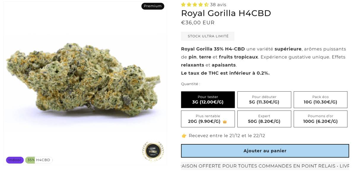 royal gorilla h4cbd stormrock high