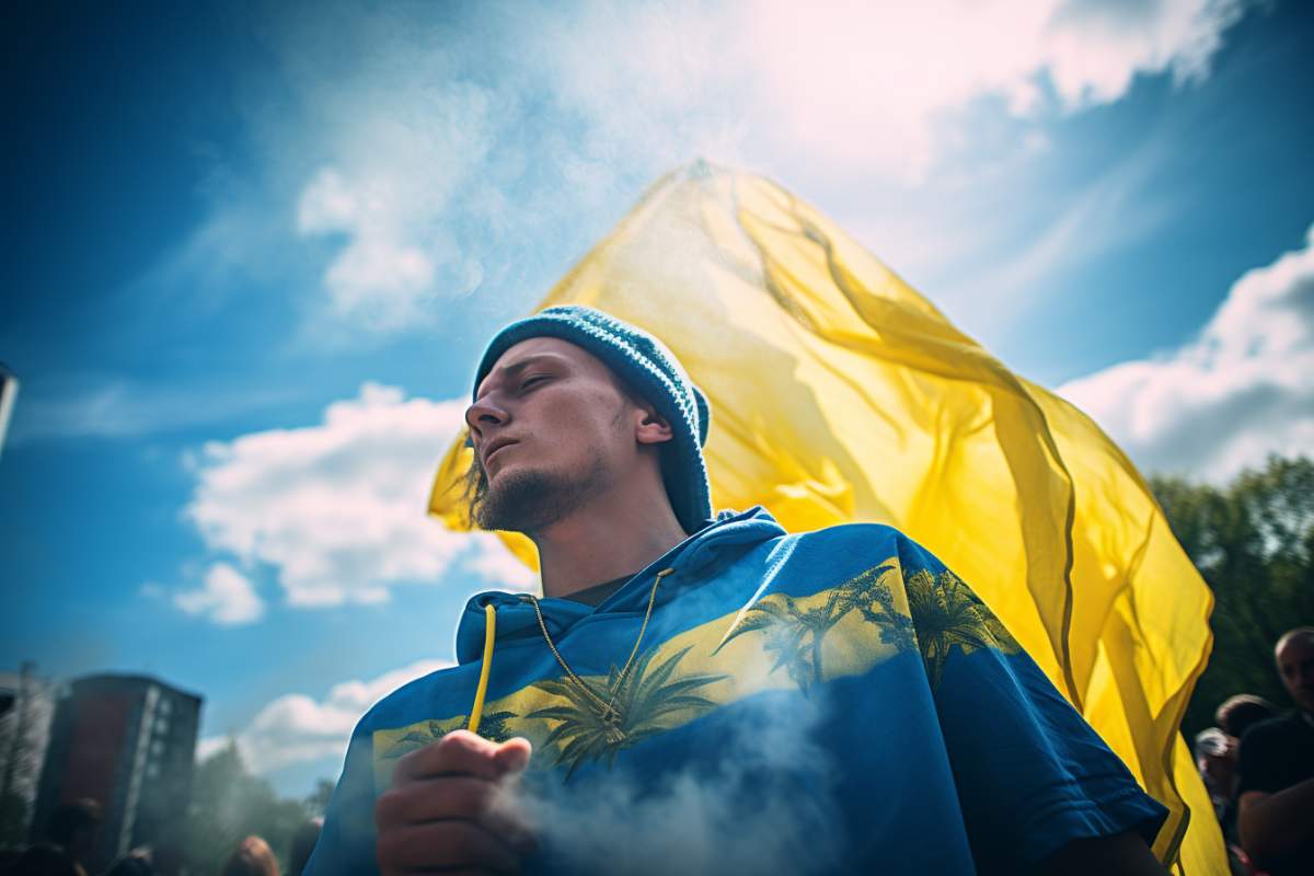 ukrainien avec un sweat cannabis