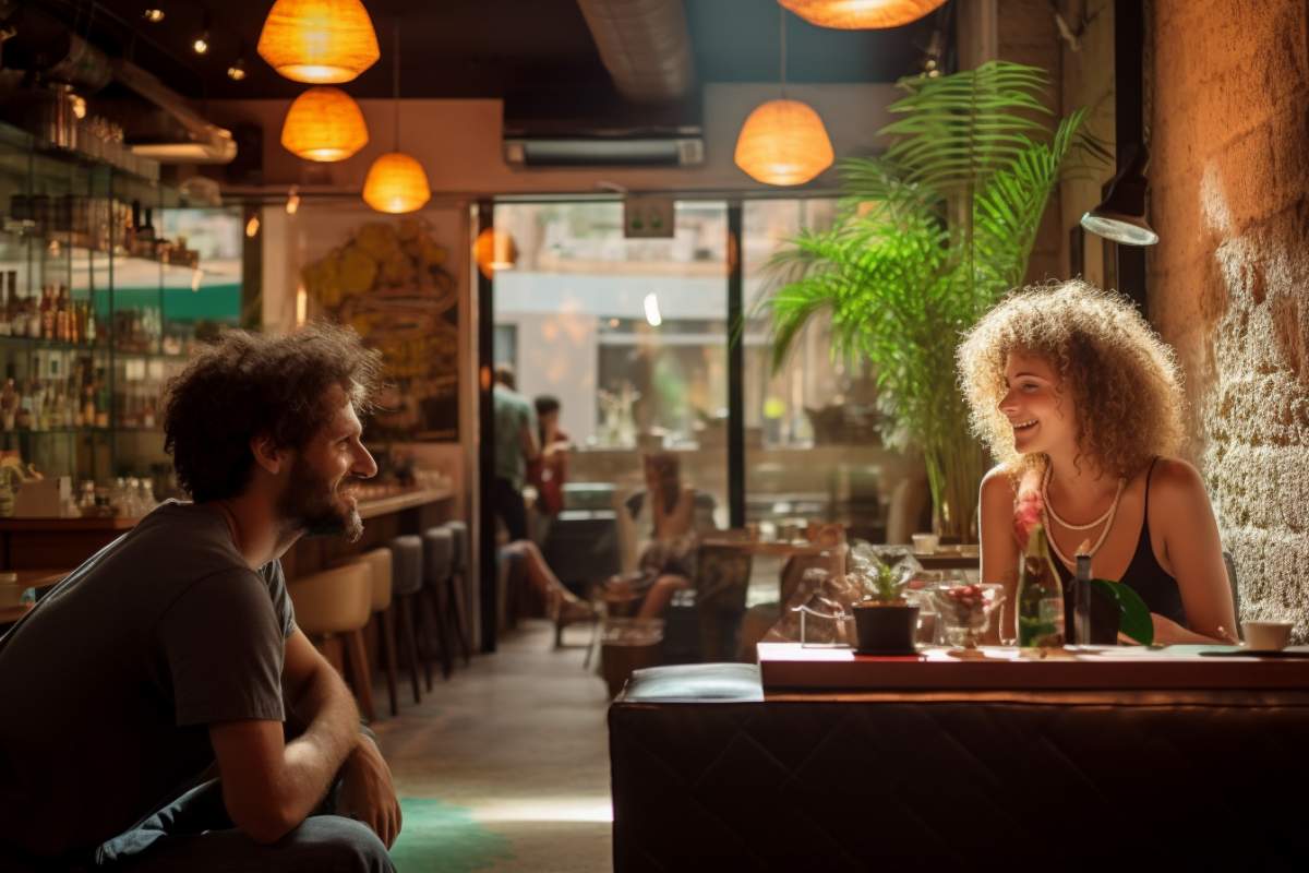 couple parlant dans un Cannabis Social Club