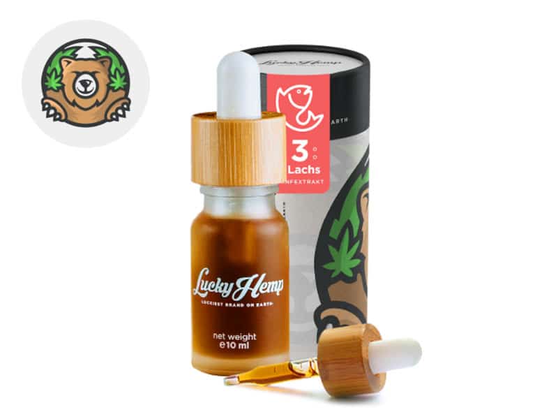 Huile pour Chat 3 % CBD au goût saumon (Lucky Hemp)