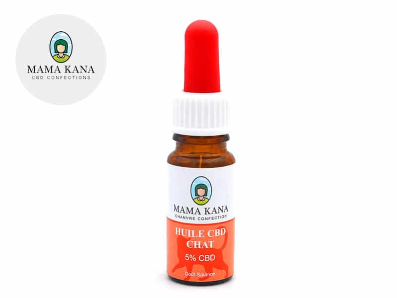 Huile pour Chat 5 % CBD au goût saumon (Mama Kana)