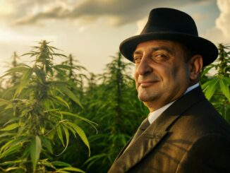 arnaqueur dans un champ de cannabis