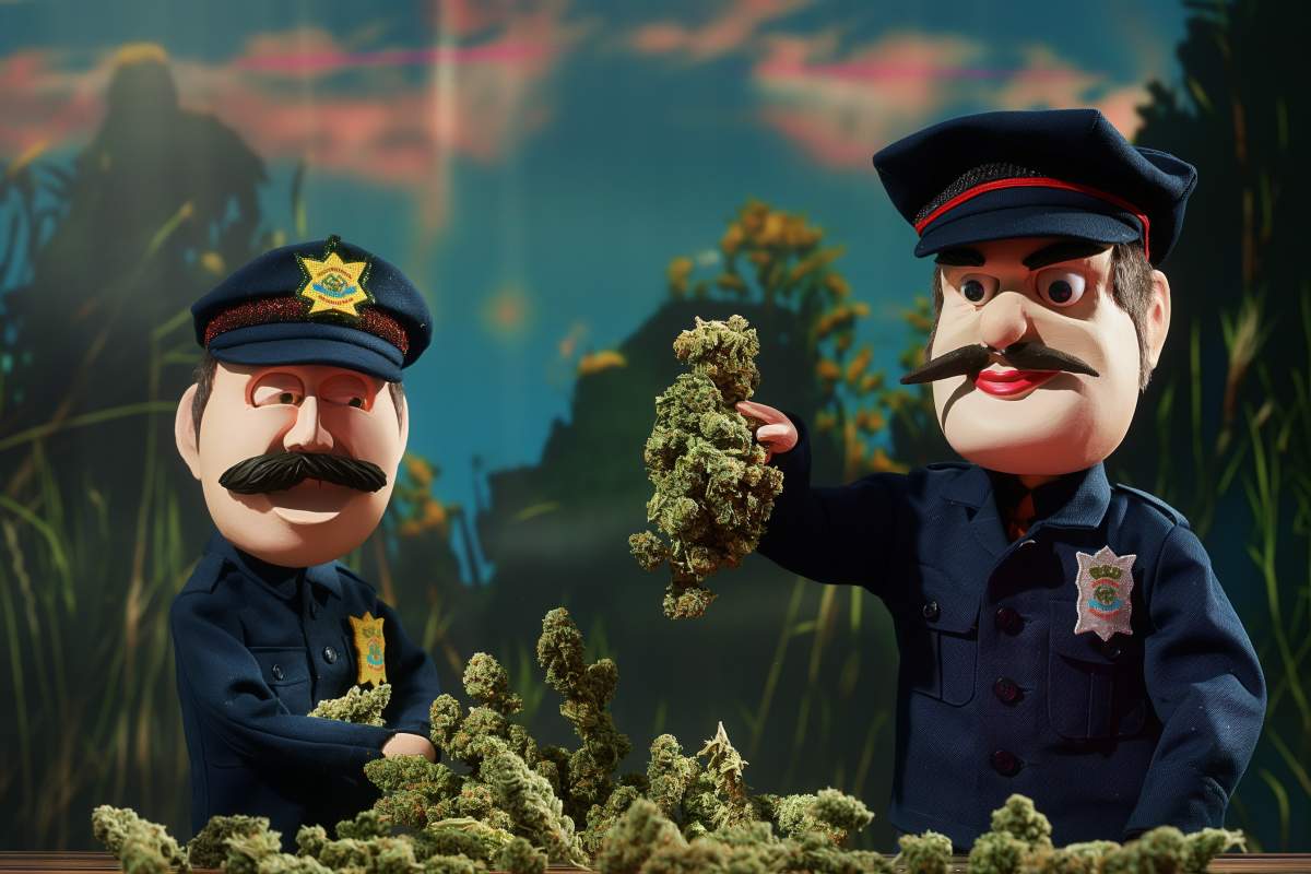 marionettes policiers et cannabis