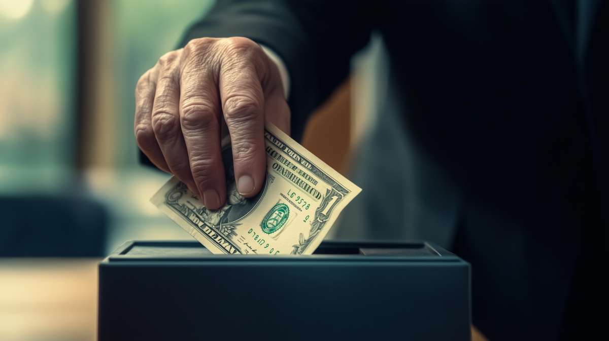 un dollar dans une urne de vote
