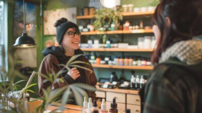 cliente dans magasin de cbd