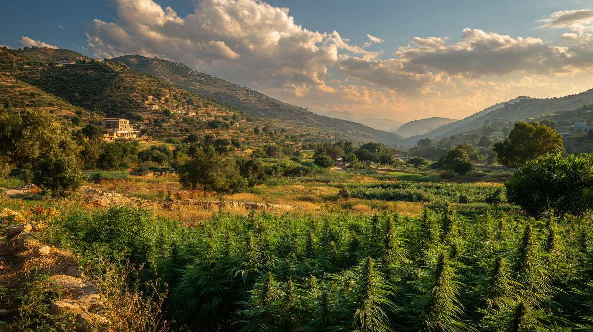 Un champ de chanvre au Liban