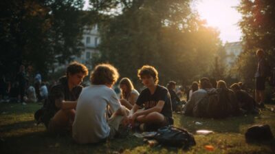 Un groupe d'adolescents dans un parc