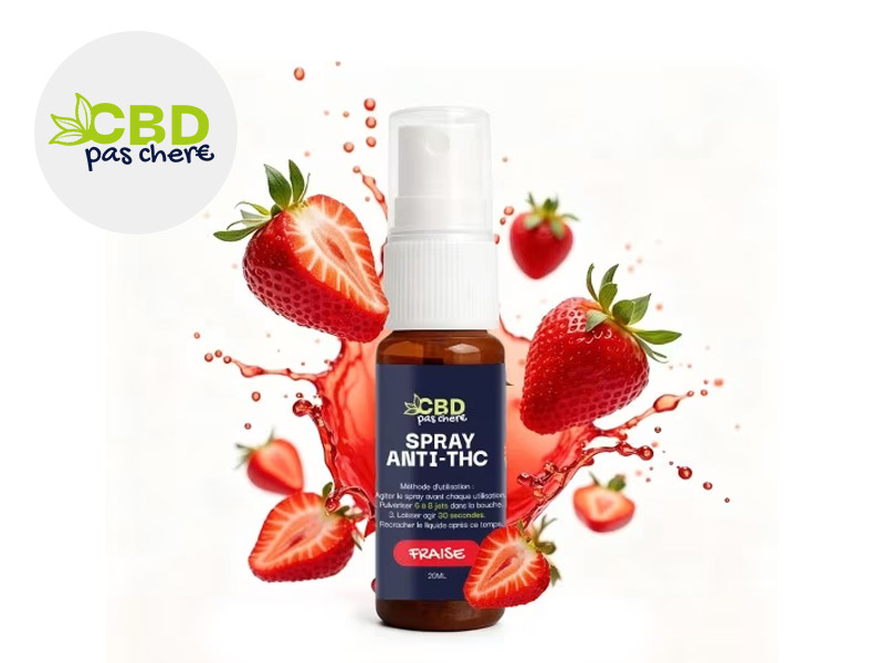 CBD Spray Kleaner Anti-Thc Go&ucirc;t Fraise (CBD Pas Ch&egrave;re)