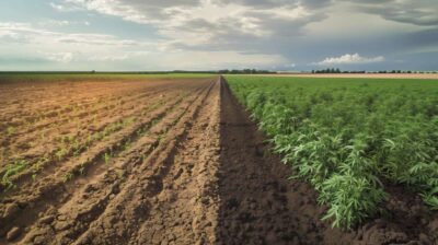 sol et champ de cannabis