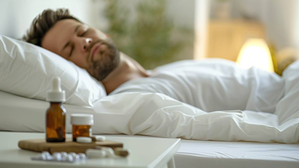 homme qui dort après avoir pris des somnifères
