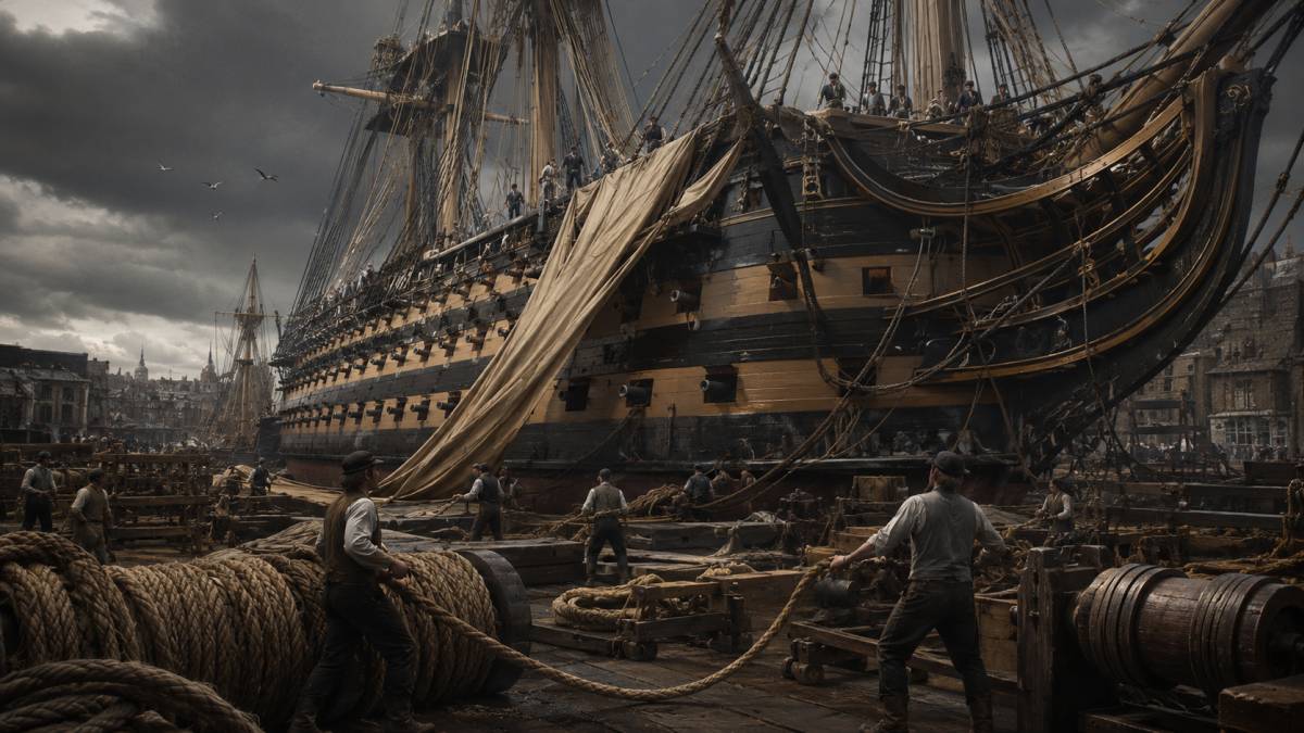Chantier naval sous tempête