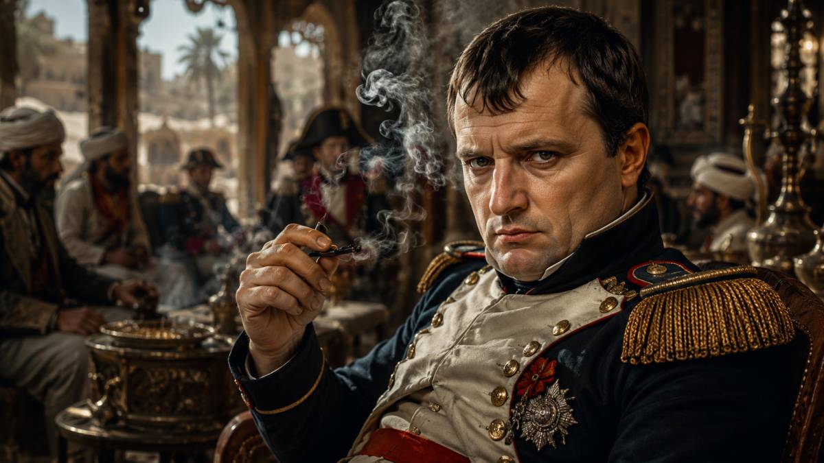 Officier napoléonien dans un café oriental