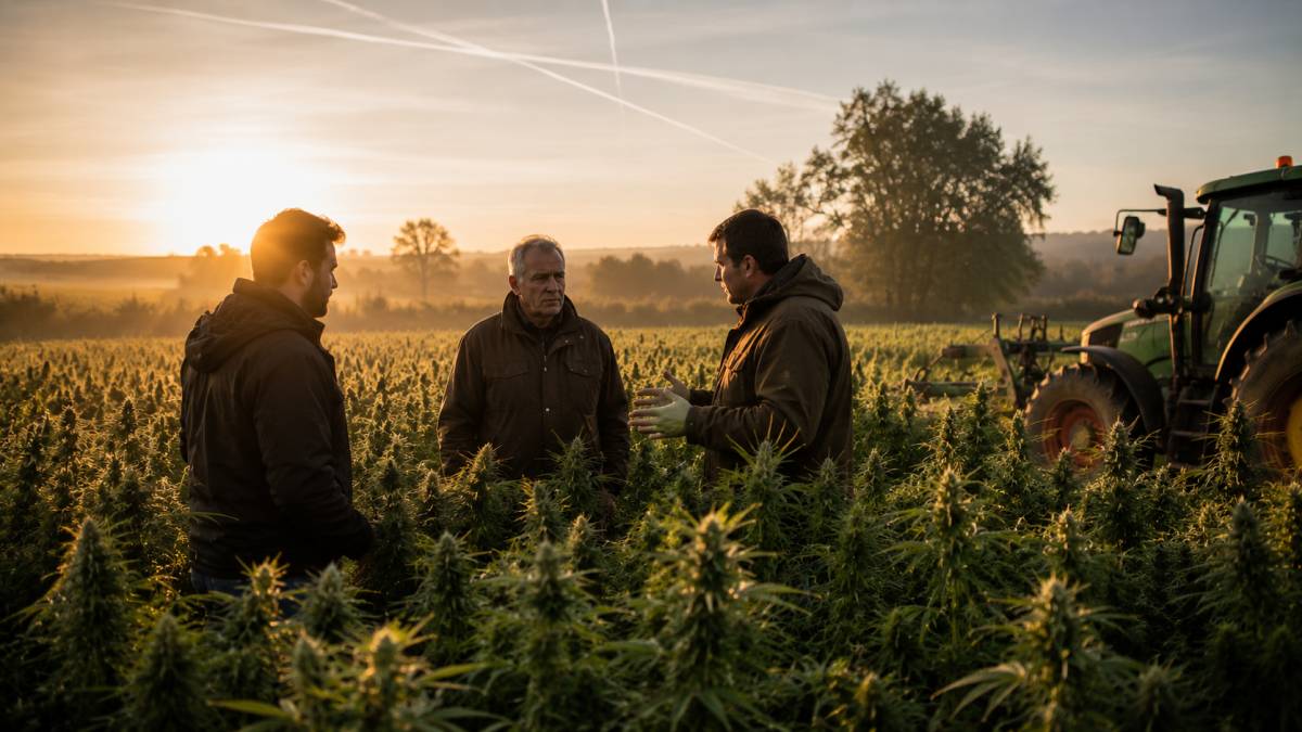 Conversation au crépuscule dans les champs