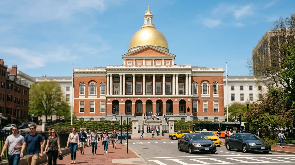 Dôme doré du capitole du Massachusetts à Boston sous un ciel dégagé