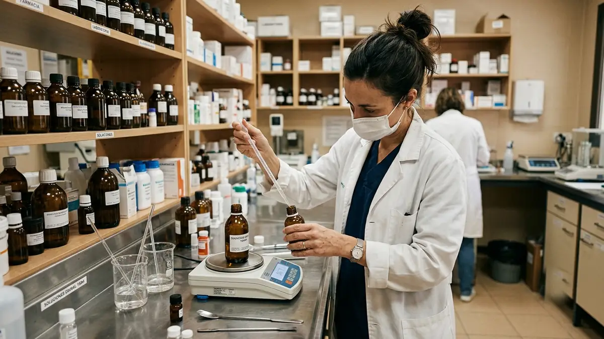 Préparation d'une solution orale de cannabis médical en pharmacie hospitalière en Espagne