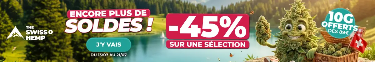 The Swiss Hemp, Encore plus de soldes : -45% sur une sélection du 13/07 au 21/07, 10g offerts dès 89€