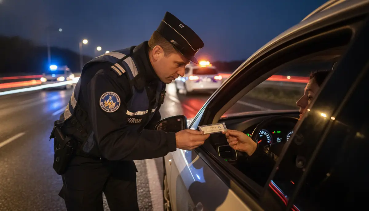 Gendarme réalisant un test salivaire de dépistage sur un automobiliste lors d'un contrôle routier