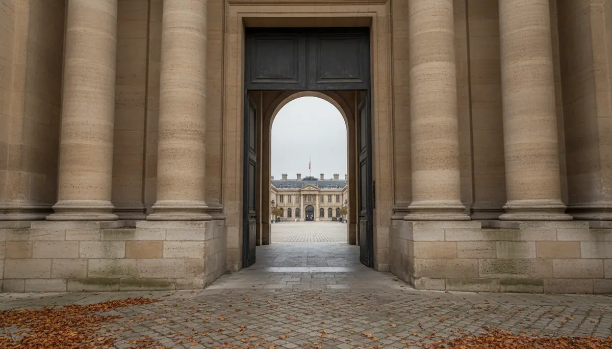 Façade d'une haute juridiction administrative française sous un ciel d'automne