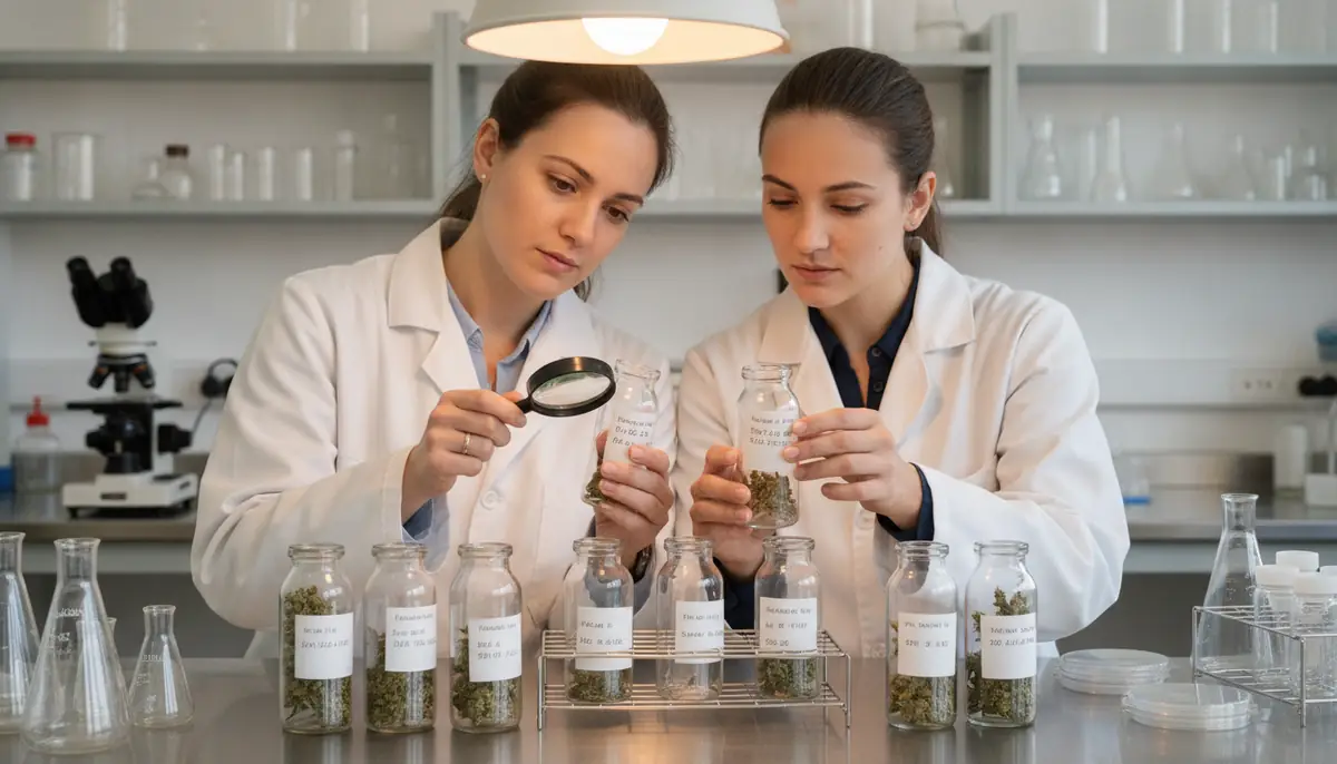 Des chercheuses analysent des echantillons de cannabis dans un laboratoire de pharmacologie
