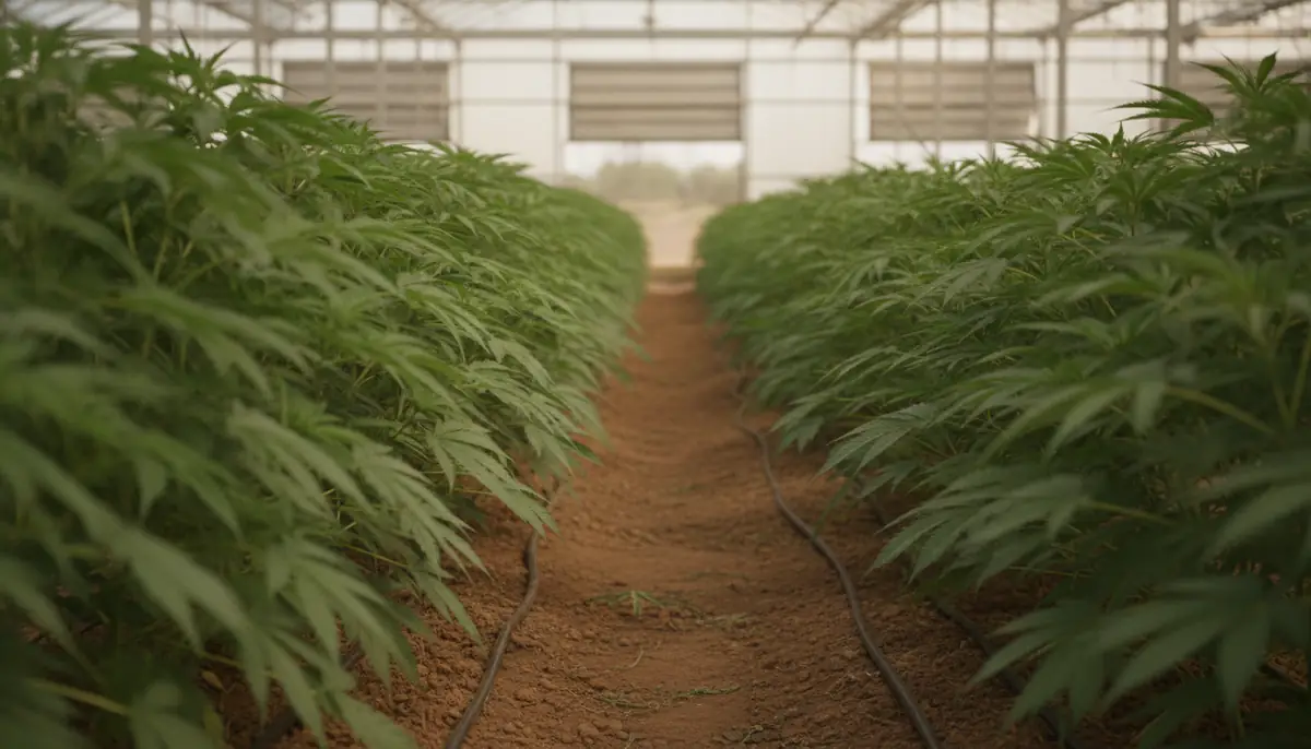 Des plants de cannabis cultives sous serre dans une exploitation agricole legale