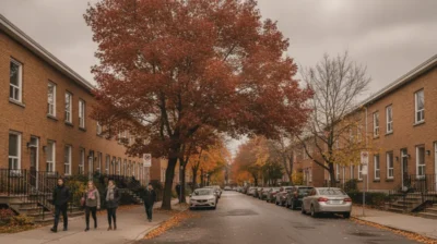 Un paysage urbain de Montréal en automne, symbole du bilan de la consommation de cannabis au Québec